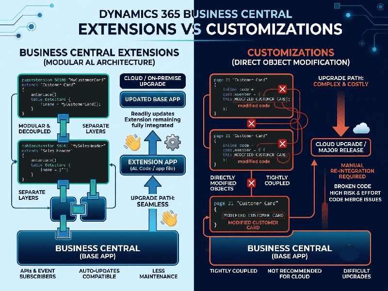 Business Central Extensions vs Customizations: What's Safer for Upgrades?