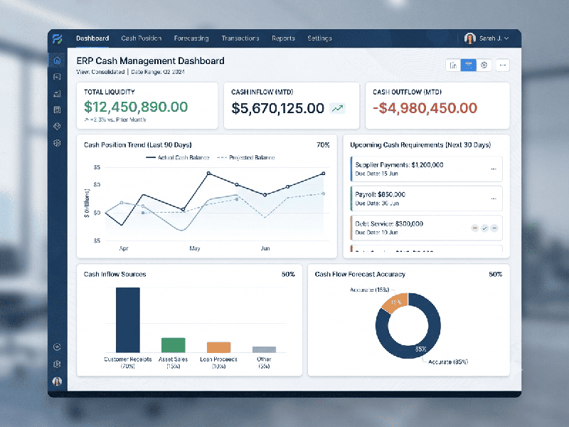 ERP Cash Management Dashboards
