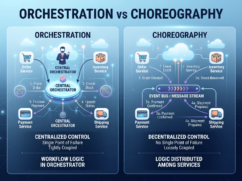 Orchestration vs Choreography in Cloud Apps